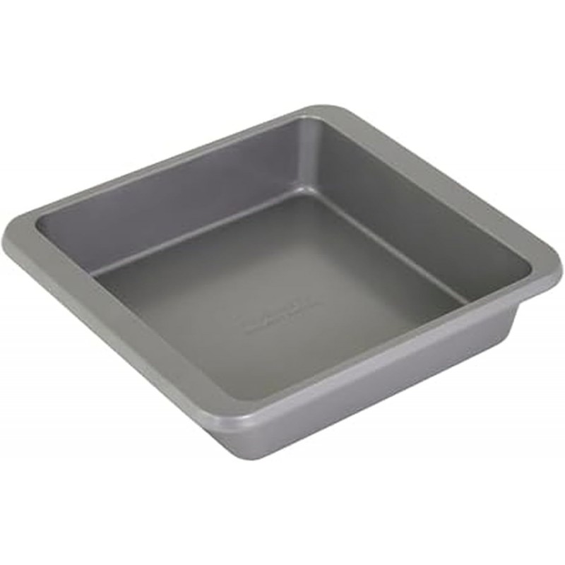 KitchenAid Nonstick Swiss Engineered Aluminized Steel Square Cake Pan, Dishwasher Safe, Contour Silver, 9 Inch