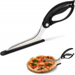Loftern Pizza Scissors - Non-Stick Pizza Scissors with Firm Grip Base - Food Grade Stainless Steel Pizza Cutter - 5-in-1 Food Slicer & Pizza Server - Durable, Safe & Mess Free
