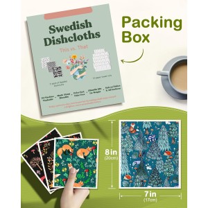 Swedish Dishcloths for Kitchen - 5 Pack Reusable Dish Cloths for Washing Dishes Absorbent Cute Funny Kitchen Towels Cleaning Sponge, Animal Forest