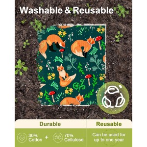 Swedish Dishcloths for Kitchen - 5 Pack Reusable Dish Cloths for Washing Dishes Absorbent Cute Funny Kitchen Towels Cleaning Sponge, Animal Forest