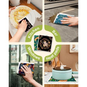 Swedish Dishcloths for Kitchen - 5 Pack Reusable Dish Cloths for Washing Dishes Absorbent Cute Funny Kitchen Towels Cleaning Sponge, Animal Forest