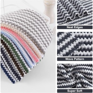 Homaxy 12 Pack Kitchen Dish Cloths, Ultra Soft and Absorbent Dish Towels, Reusable Fast Drying Microfiber Cleaning Cloth, Coral Velvet Wave Design No-lint, 10 x 10 inches, Dark Grey