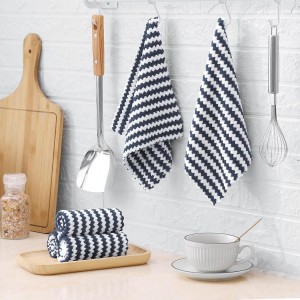 Homaxy 12 Pack Kitchen Dish Cloths, Ultra Soft and Absorbent Dish Towels, Reusable Fast Drying Microfiber Cleaning Cloth, Coral Velvet Wave Design No-lint, 10 x 10 inches, Dark Grey