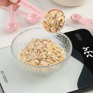 Stainless Steel Measuring Spoons Set of 5, Metal Measuring Cups and Spoons Set for Liquid/Food/Kitchen/Baking (Pink)