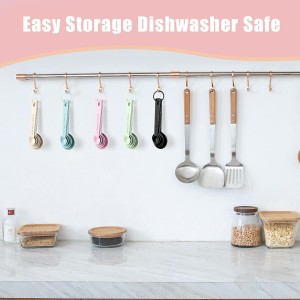 Stainless Steel Measuring Spoons Set of 5, Metal Measuring Cups and Spoons Set for Liquid/Food/Kitchen/Baking (Pink)