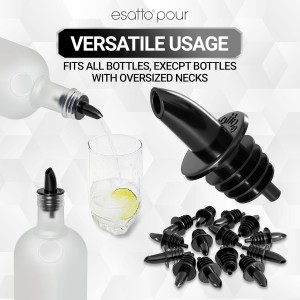 Esatto 100 Piece Plastic Bottle Pourer - Versatile Drink and Alcohol Pourer Spout - Easy Install, Durable, Professional Bar Tool