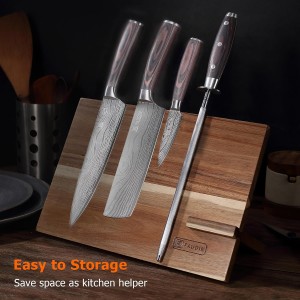 PAUDIN Honing Rod, Knife Sharpener Rod, 10 Inch Honing Steel, Professional Kitchen Knife Sharpener, High Carbon Knife Sharpening Steel with Ergonomic Pakkawood Handle for All Chef Knives