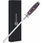 PAUDIN Honing Rod, Knife Sharpener Rod, 10 Inch Honing Steel, Professional Kitchen Knife Sharpener, High Carbon Knife Sharpening Steel with Ergonomic Pakkawood Handle for All Chef Knives