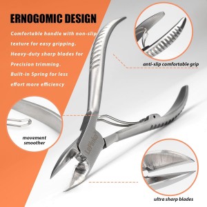 Heavy Duty Podiatrist Toenail Clippers for Thick and Ingrown Nails, Hand Forged Stainless Steel Toe Nail Clippers for Men Women Seniors