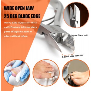 Heavy Duty Podiatrist Toenail Clippers for Thick and Ingrown Nails, Hand Forged Stainless Steel Toe Nail Clippers for Men Women Seniors