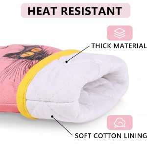 Miracu Funny Oven Mitts, Black Cats Gifts for Cat Lovers, Cute Kitten Kitchen Accessories, Fun Birthday, Mothers Day, Housewarming Baking Cooking Themed Gifts for Women Lady Mom Wife Girlfriend Owner