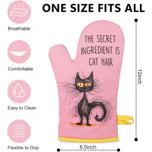 Miracu Funny Oven Mitts, Black Cats Gifts for Cat Lovers, Cute Kitten Kitchen Accessories, Fun Birthday, Mothers Day, Housewarming Baking Cooking Themed Gifts for Women Lady Mom Wife Girlfriend Owner
