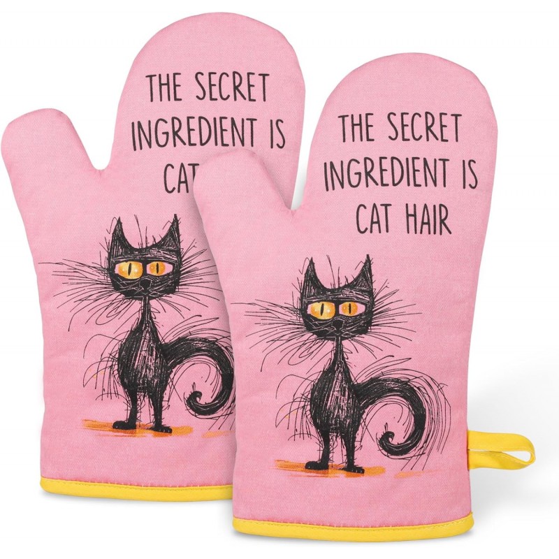 Miracu Funny Oven Mitts, Black Cats Gifts for Cat Lovers, Cute Kitten Kitchen Accessories, Fun Birthday, Mothers Day, Housewarming Baking Cooking Themed Gifts for Women Lady Mom Wife Girlfriend Owner