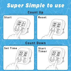 Kitchen Timers for Cooking and Baking with Big Digital Numbers and Loud Alarm Used in Cooking, Classroom, and Office.