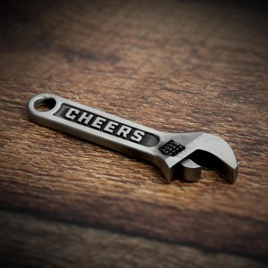 Cheers Wrench Bottle Opener Keychain – Heavy Duty Metal Beer Cap Tool, Funny Mechanic Gift for Men, Dad or Handyman, Garage Bar Accessory, Groomsmen Present, Birthday or Stocking Stuffer Idea