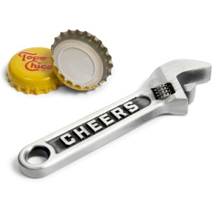 Cheers Wrench Bottle Opener Keychain – Heavy Duty Metal Beer Cap Tool, Funny Mechanic Gift for Men, Dad or Handyman, Garage Bar Accessory, Groomsmen Present, Birthday or Stocking Stuffer Idea