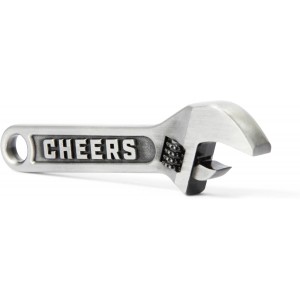 Cheers Wrench Bottle Opener Keychain – Heavy Duty Metal Beer Cap Tool, Funny Mechanic Gift for Men, Dad or Handyman, Garage Bar Accessory, Groomsmen Present, Birthday or Stocking Stuffer Idea
