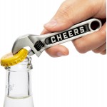 Cheers Wrench Bottle Opener Keychain – Heavy Duty Metal Beer Cap Tool, Funny Mechanic Gift for Men, Dad or Handyman, Garage Bar Accessory, Groomsmen Present, Birthday or Stocking Stuffer Idea