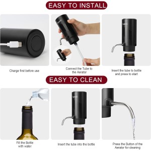 Electric Wine Aerator, Wine Decanter, Wine Dispenser, Wine Gift, Automatic One-Touch Wine Pourer Pump Wine Oxidizer for Red and White Wine Re-chargeable
