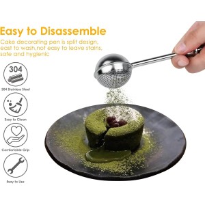 Flour Sifter 304 Stainless Steel Flour Duster Tea Strainer set of 2 Spring-operated Handle Strainer for Baking, Sifting Sugar, Flour, Spices, and Herbs