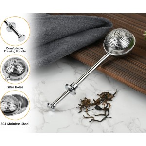 Flour Sifter 304 Stainless Steel Flour Duster Tea Strainer set of 2 Spring-operated Handle Strainer for Baking, Sifting Sugar, Flour, Spices, and Herbs