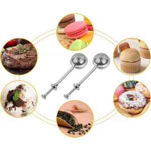 Flour Sifter 304 Stainless Steel Flour Duster Tea Strainer set of 2 Spring-operated Handle Strainer for Baking, Sifting Sugar, Flour, Spices, and Herbs