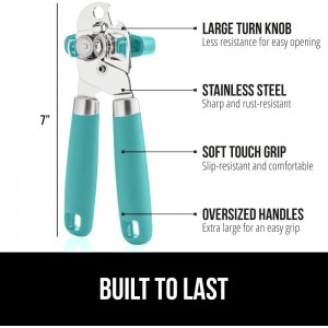 Gorilla Grip Manual Can Opener and Ice Cream Scoop, Can Opener Includes Built In Bottle Opener, Ice Cream Scoop is Heavy Duty, Dishwasher Safe, Both in Turquoise Color, 2 Item Bundle