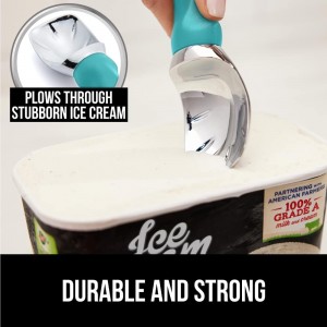 Gorilla Grip Manual Can Opener and Ice Cream Scoop, Can Opener Includes Built In Bottle Opener, Ice Cream Scoop is Heavy Duty, Dishwasher Safe, Both in Turquoise Color, 2 Item Bundle