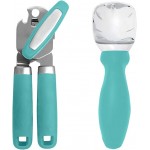 Gorilla Grip Manual Can Opener and Ice Cream Scoop, Can Opener Includes Built In Bottle Opener, Ice Cream Scoop is Heavy Duty, Dishwasher Safe, Both in Turquoise Color, 2 Item Bundle