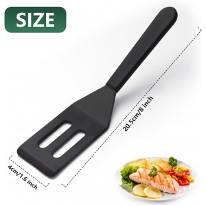 【2 Pack】Kunovo Small Spatula for Nonstick Cookware Mini Spatulas for kitchen Use,Heat-Resistant Silicone Thin Spatula Cooking Baking (Black-2)