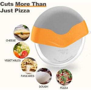 Pizza Slicer, VENZELL Pizza Cutter Wheel with Protective Blade Cover, Super Sharp Pizza Slicer Cutter, Easy to Clean Detachable Slicer, Ergonomic Grip Food Chopper, Pizza Knife Kitchen Tools, Orange