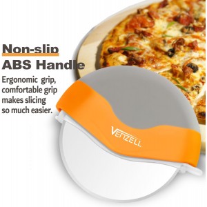 Pizza Slicer, VENZELL Pizza Cutter Wheel with Protective Blade Cover, Super Sharp Pizza Slicer Cutter, Easy to Clean Detachable Slicer, Ergonomic Grip Food Chopper, Pizza Knife Kitchen Tools, Orange