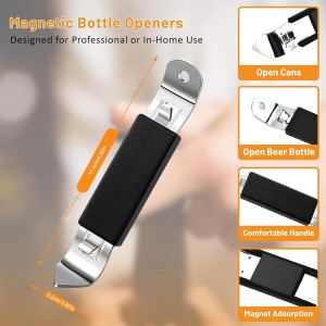 3 Pack Magnetic Bottle Openers Stainless Steel Flat Bottle Opener, Solid and Beer Openers Small Bottle Opener Can Tapper with Magnet for Camping and Traveling