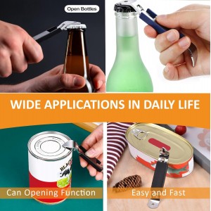 3 Pack Magnetic Bottle Openers Stainless Steel Flat Bottle Opener, Solid and Beer Openers Small Bottle Opener Can Tapper with Magnet for Camping and Traveling