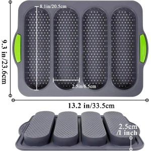 2 Pcs Silicone Bread Loaf Pan, 4 Holes Baguette Bread Pan Easy to Release, Non-Stick French Bread Baking Pan for Homemade Bread, French Baguette, Baking Romantic Dinner Tool