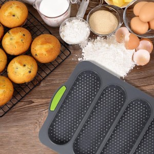 2 Pcs Silicone Bread Loaf Pan, 4 Holes Baguette Bread Pan Easy to Release, Non-Stick French Bread Baking Pan for Homemade Bread, French Baguette, Baking Romantic Dinner Tool