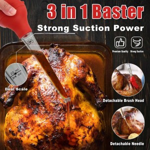 Professional Turkey Baster Meat Injector Syringe Kit, Baster for Cooking Thanksgiving & Christmas Turkey, Injector Marinades for Meats, Full Set with Basting Brush, Meat Shredder Claws, Large Capacity