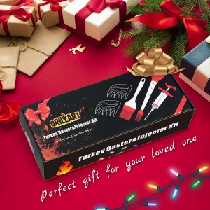 Professional Turkey Baster Meat Injector Syringe Kit, Baster for Cooking Thanksgiving & Christmas Turkey, Injector Marinades for Meats, Full Set with Basting Brush, Meat Shredder Claws, Large Capacity