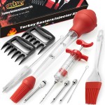 Professional Turkey Baster Meat Injector Syringe Kit, Baster for Cooking Thanksgiving & Christmas Turkey, Injector Marinades for Meats, Full Set with Basting Brush, Meat Shredder Claws, Large Capacity