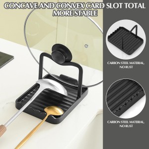 Ysks'hf spoon holder and pot lid holder，stainless steel，Kitchen Utensil Rest, scraper holder & pot holder，Spoon Holder for Stove Top - Kitchen Utensil Holder for Ladles & Tongs（Black)