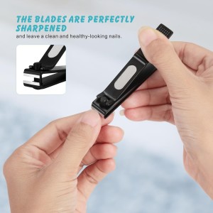 Bignes Nail & Toenail Clipper Set, Nail Clippers for Thick Ingrown Nails, Ultra Sharp Fingernail & Toenail Cutters for Men Women (Black)