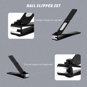 Bignes Nail & Toenail Clipper Set, Nail Clippers for Thick Ingrown Nails, Ultra Sharp Fingernail & Toenail Cutters for Men Women (Black)