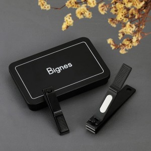 Bignes Nail & Toenail Clipper Set, Nail Clippers for Thick Ingrown Nails, Ultra Sharp Fingernail & Toenail Cutters for Men Women (Black)