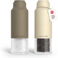 LARS NYSØM Salt and Pepper Grinder Set, Stainless Steel Manual Salt and Pepper Mills, Adjustable Ceramic Grinder, Design Spice Shakers (Brown/Beige)