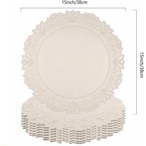 Noctiflorous Round Faux Leather 15 Inch Placemats Set of 6 Waterproof Wipeable Heat Resistant Tablemat for Dining Table Kitchen Non Slip Washable Oilproof Table Place Mat for Indoor Outdoor(Beige, 6)