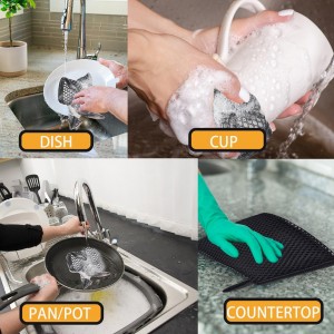 Premium Mesh Dish Cloths for Kitchen, Quick Drying Kitchen Dish Washing Net and Scrubber, Order-Free Dish Rags for Washing Dishes Black 12X12 6 Pack