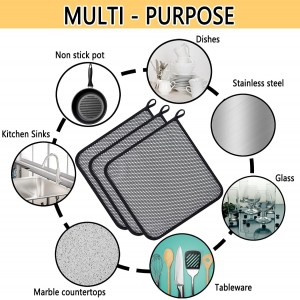 Premium Mesh Dish Cloths for Kitchen, Quick Drying Kitchen Dish Washing Net and Scrubber, Order-Free Dish Rags for Washing Dishes Black 12X12 6 Pack