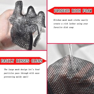 Premium Mesh Dish Cloths for Kitchen, Quick Drying Kitchen Dish Washing Net and Scrubber, Order-Free Dish Rags for Washing Dishes Black 12X12 6 Pack