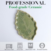 Ceramic Spoon Rest for Stove Top - Cute Green Leaf Shaped Spoon Rest/Spoon Holder for Kitchen Countertop - Cooking Kitchen Spoon Rest Utensil Rest Spatula Rest (Green)