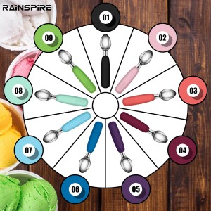 Urbanstrive Ice Cream Scoop Stainless Steel, Ice Cream Scooper Professional Large Ice Cream Scoops With Non-Slip Rubber Handle, Ice Cream Spade for Cookie Dough, Gelato, Sorbet, Melon (Black)